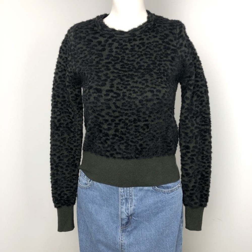 Zara Fuzzy Animal Print Knit Sweater
